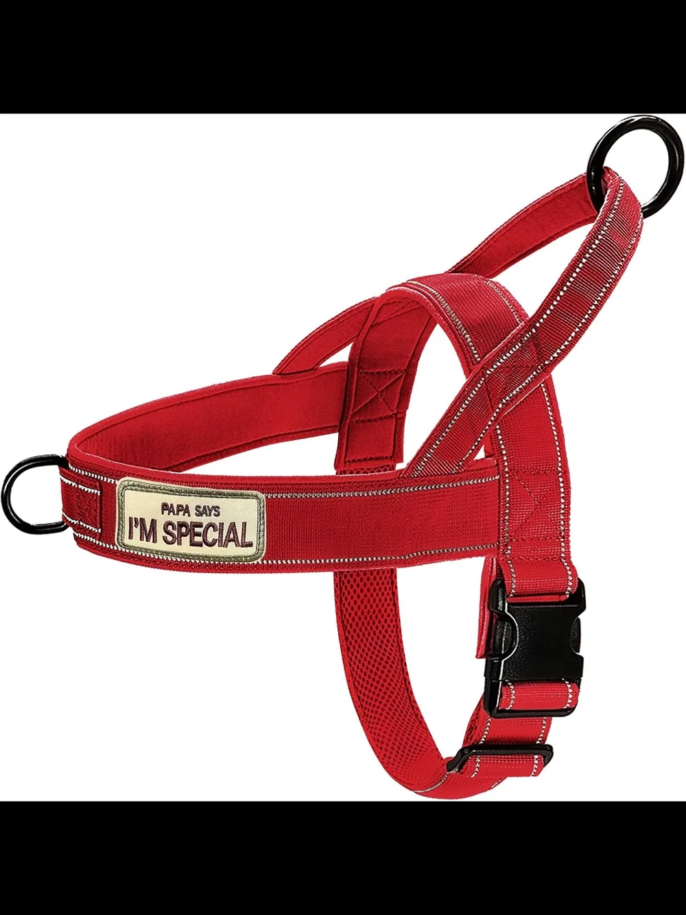 QIFBYFB Red No Pull Adjustable Control Reflective Harness with Two Patches